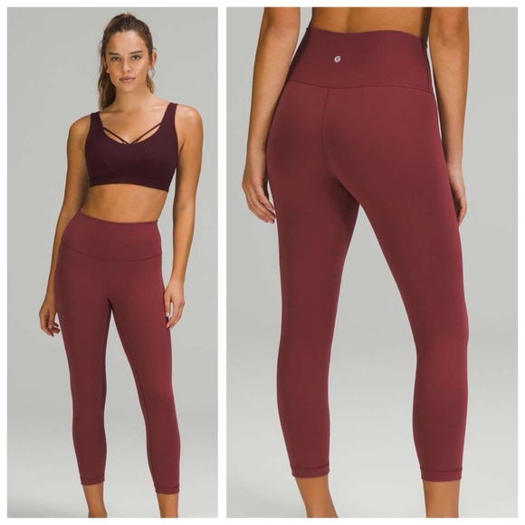 lululemon athletica Pants - Lululemon Athletica Wunder Train High-Rise Crop 23” Leggings, Mulled Wine sz. 4